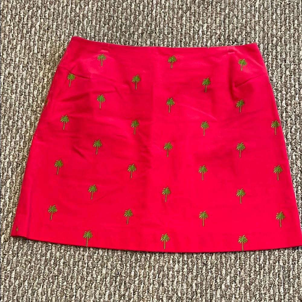 Vintage Lilly Pulitzer Palm Tree Embroidered Corduroy Skirt - Pink